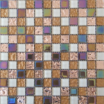 Malla decorativa Vidrio, Paraíso, Color Beige con bronce, 30 x 30 cm, Cenezzia
