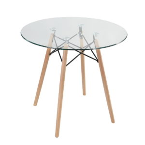 Mesa de comedor redonda de 80 cm CHAD GLASS Bekan