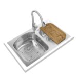 Paquete tekaway con fregadero, monomando, escurridor y contracanasta acero inoxidable 32x22 40136912 Teka